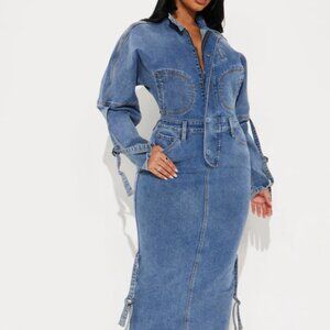 Erin Denim Midi Dress - Denim
